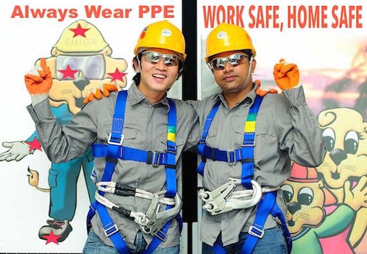 Safety campaign poster reading Always Wear PPE and Work Safe, Home Safe